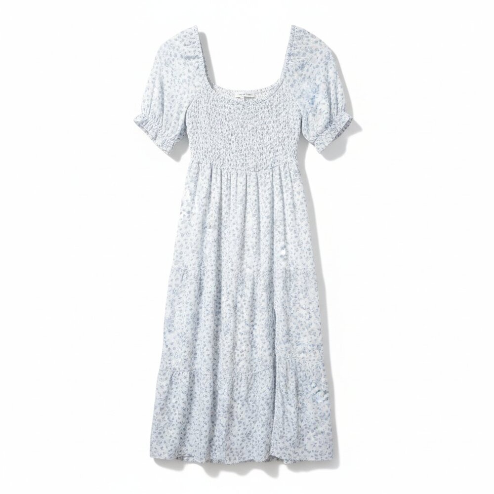 Abercrombie & Fitch Smocked Puff Sleeve Midi Dress Floral Small